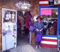 Queen Jill in front of Queen Konnie's store, "Knotty But Nice" in Seaside, Oregon